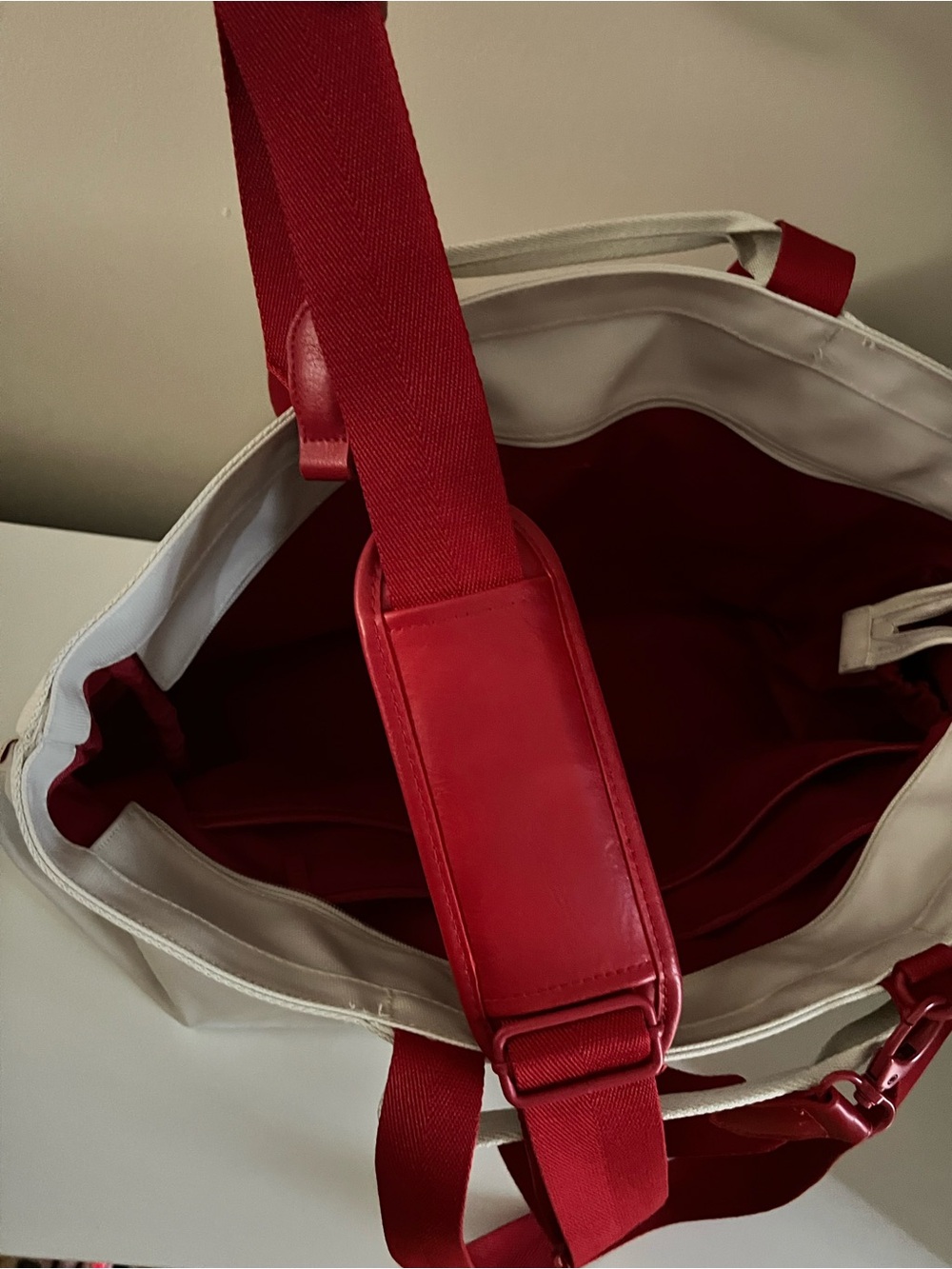 Beis x LONELY GHOST White Tote with Red Logo and Handles - Picture 4 of 10